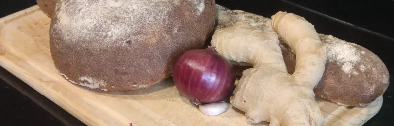 pan espelta con cebolla y jengibre